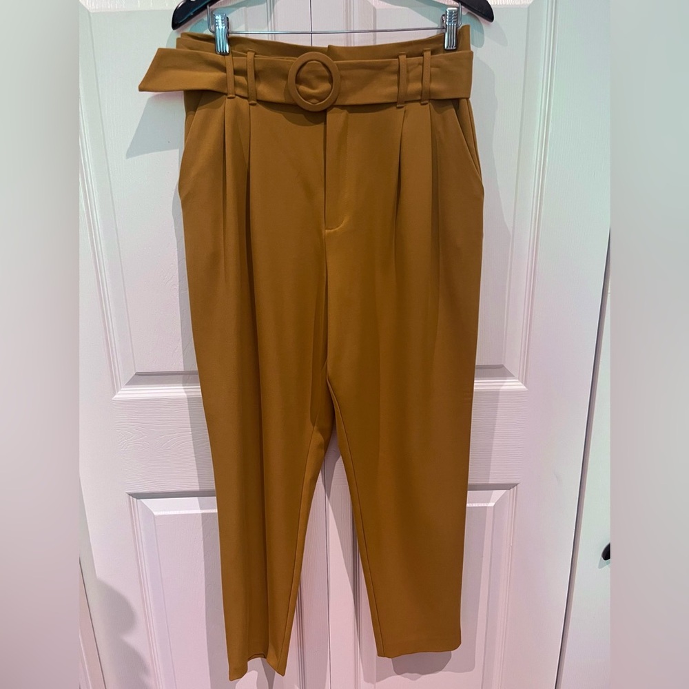 Zara TRF Mustard High-Waisted Pants